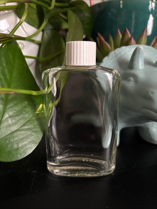 Other - Vintage Clear Glass Bottle with White Ribbed Cap - Minimalist Clear